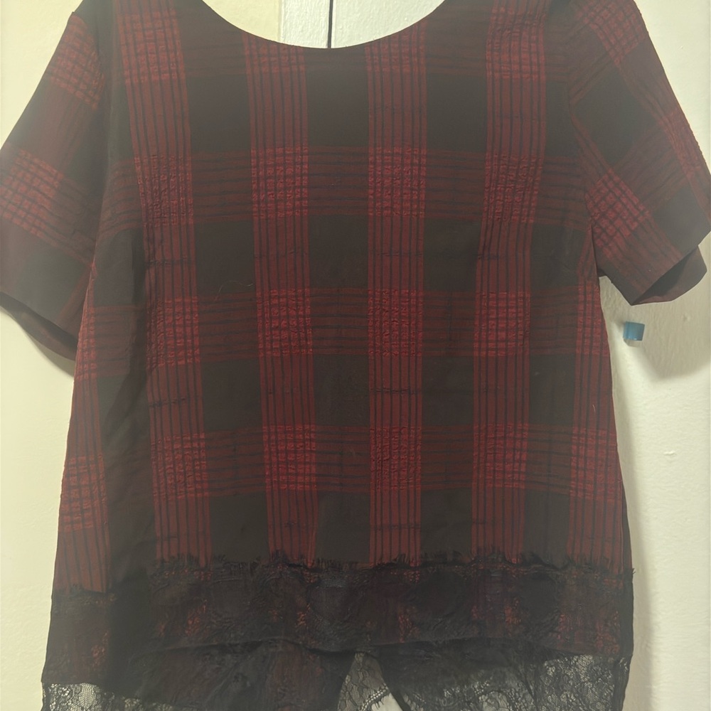 Plaid Red and Black Women's Top